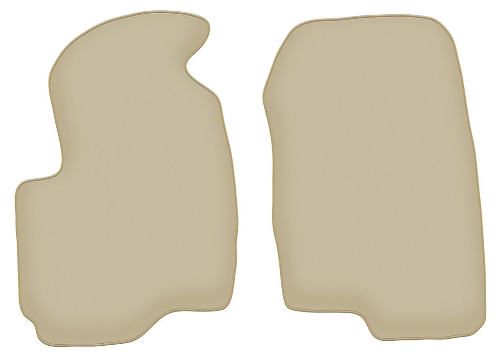 Velours-Fußmatten Vorne PREMIUM beige passend für Mitsubishi Colt VII (2004-2008, Schrägheck) – mit Befestigungen – passgenau