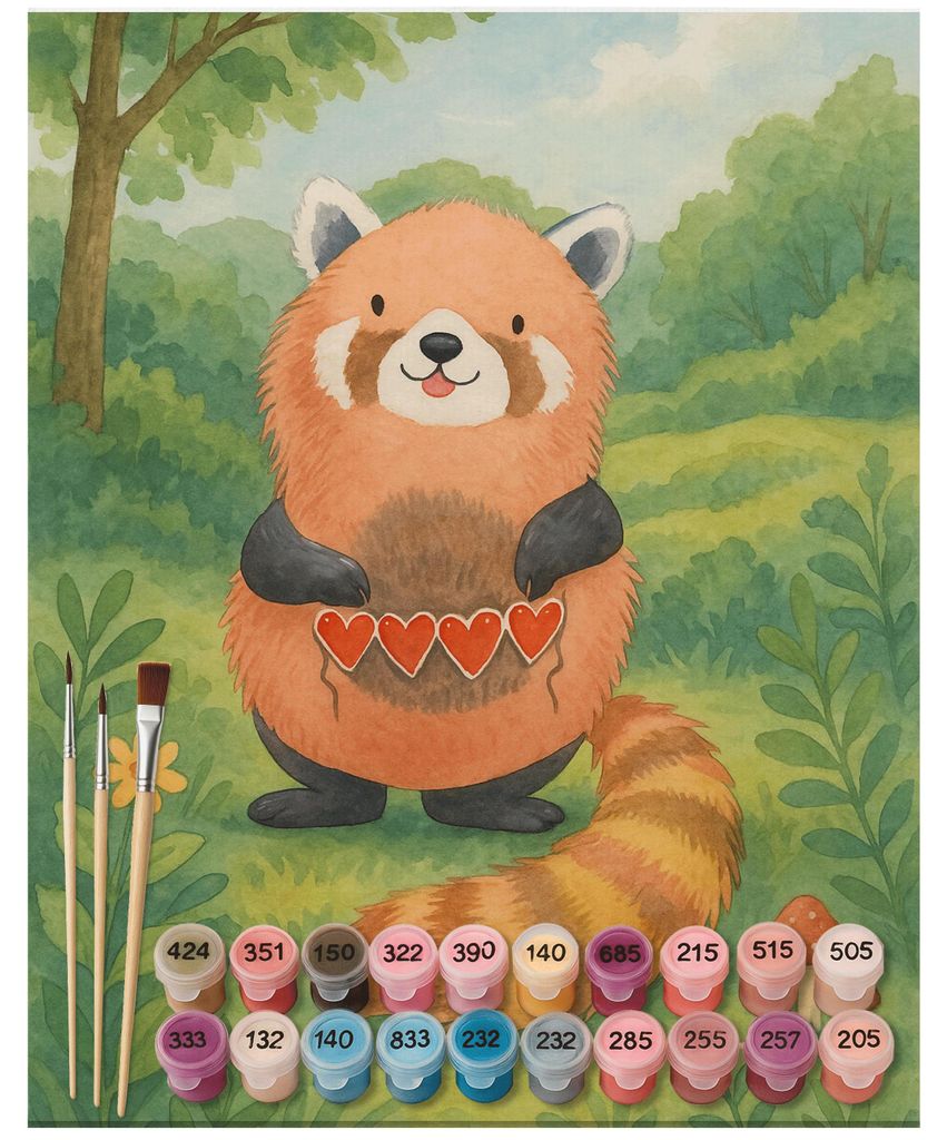 Mr. & Mrs. Panda Malen nach Zahlen Roter Panda Design 40 x 50 cm Ohne Rahmen - Weiß - Geschenk, Lustige Sprüche, Herz, set, diy, kreativ, Rot, Li...