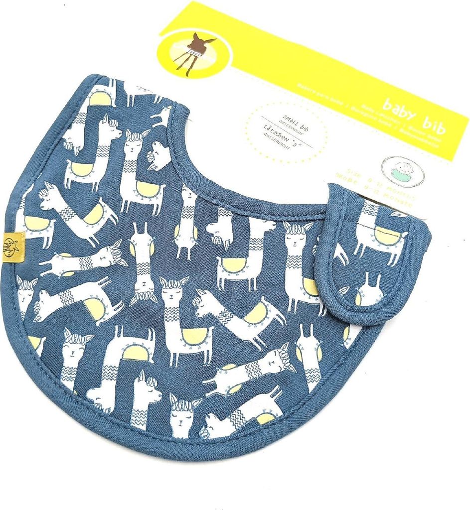 LÄSSIG Baby Lätzchen wasserabweisend Klettverschluss Baumwolle Baby Bib Small Lama Spaß