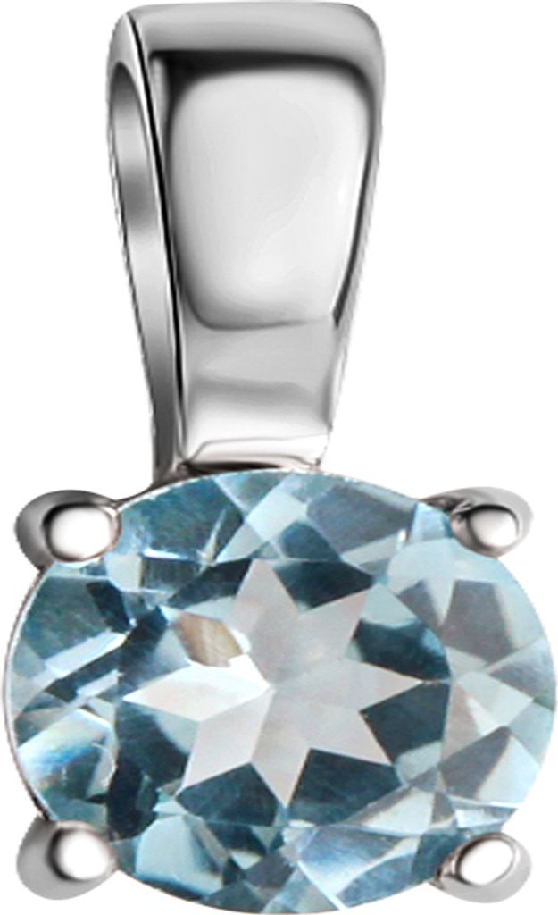 V Anhänger 925/- Sterling Silber 1,0cm weiß Blautopas beh. blau 273241133