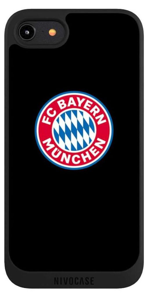 NIVOCASE Handyhülle für Apple iPhone 8 Hülle NIVOpure Case Schwarz FC Bayern München Logo Offizielles Lizenzprodukt