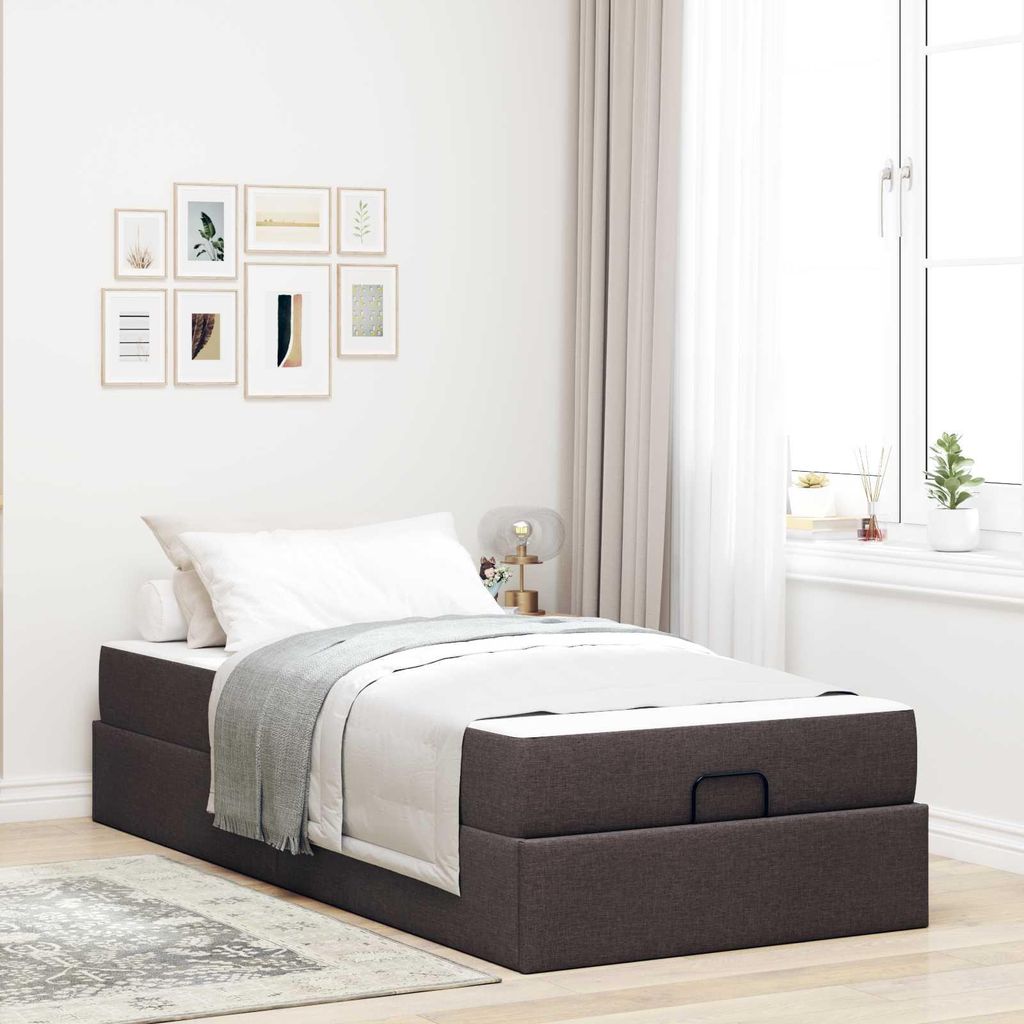 Maison Exclusive - Bettgestell mit Matratze 2 pcs Hellbraun Stoff