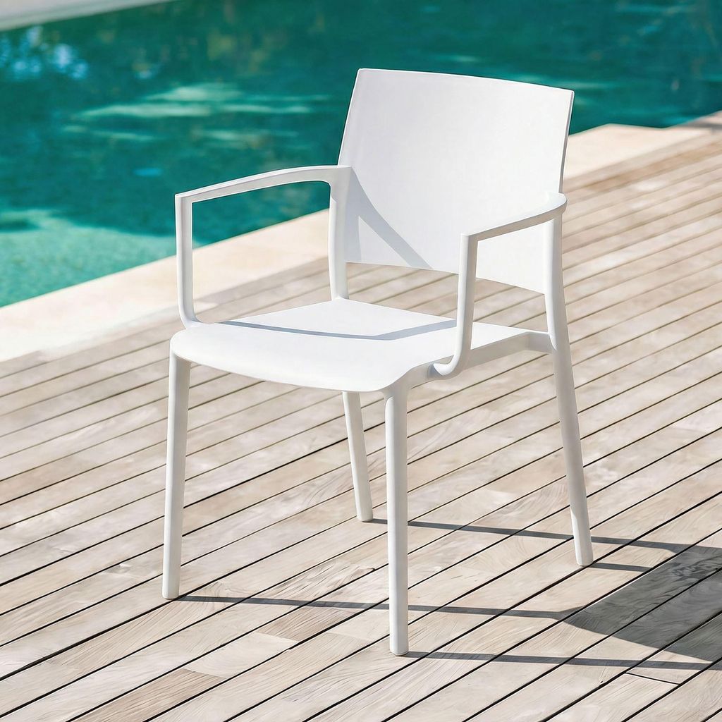 Gartenstuhl TERRA im 4er Set stapelbar, weiß - Produktbild 