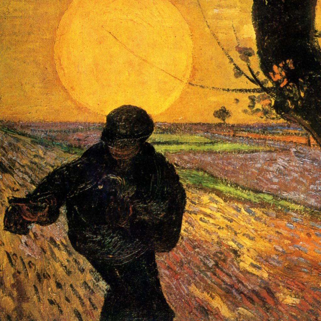 Vincent Van Gogh Kunstdruck Bild - Der Sämann Bei Sonnenuntergang Nach Millet II, 1888 (70 x 70 cm)