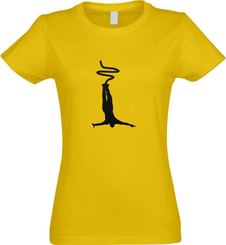 Kiwistar - T-Shirt tailliert - Damen - gelb - Bungeespringen Springer - mit Motiv Bedruckt - Funshirt Design - Sport - Freizeit - Damen - S
