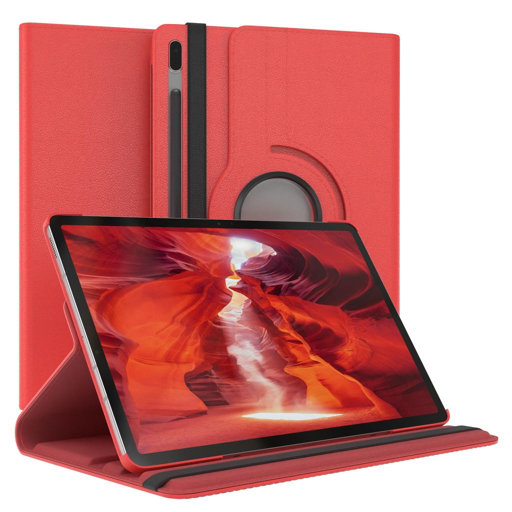 EAZY CASE - Tablet Hülle für Samsung Galaxy Tab S7 FE / 5G Schutzhülle, Tablet Case 360° drehbar in Rot
