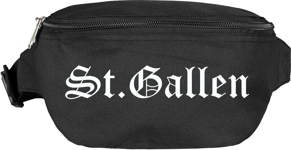 St.Gallen Bauchtasche - Altdeutsch bedruckt - Gürteltasche Hipbag Schwarz
