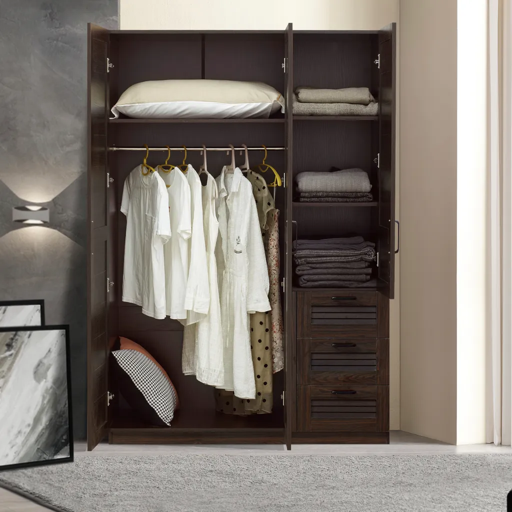 Armoire Dressing Noyer Finning : Organisez vos Vêtements avec Style