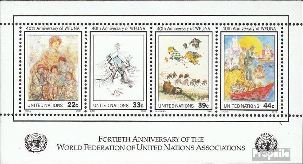 Briefmarken UNO - New York 1986 Mi Block9 (kompl.Ausg.) FDC 40 Jahre WFUNA