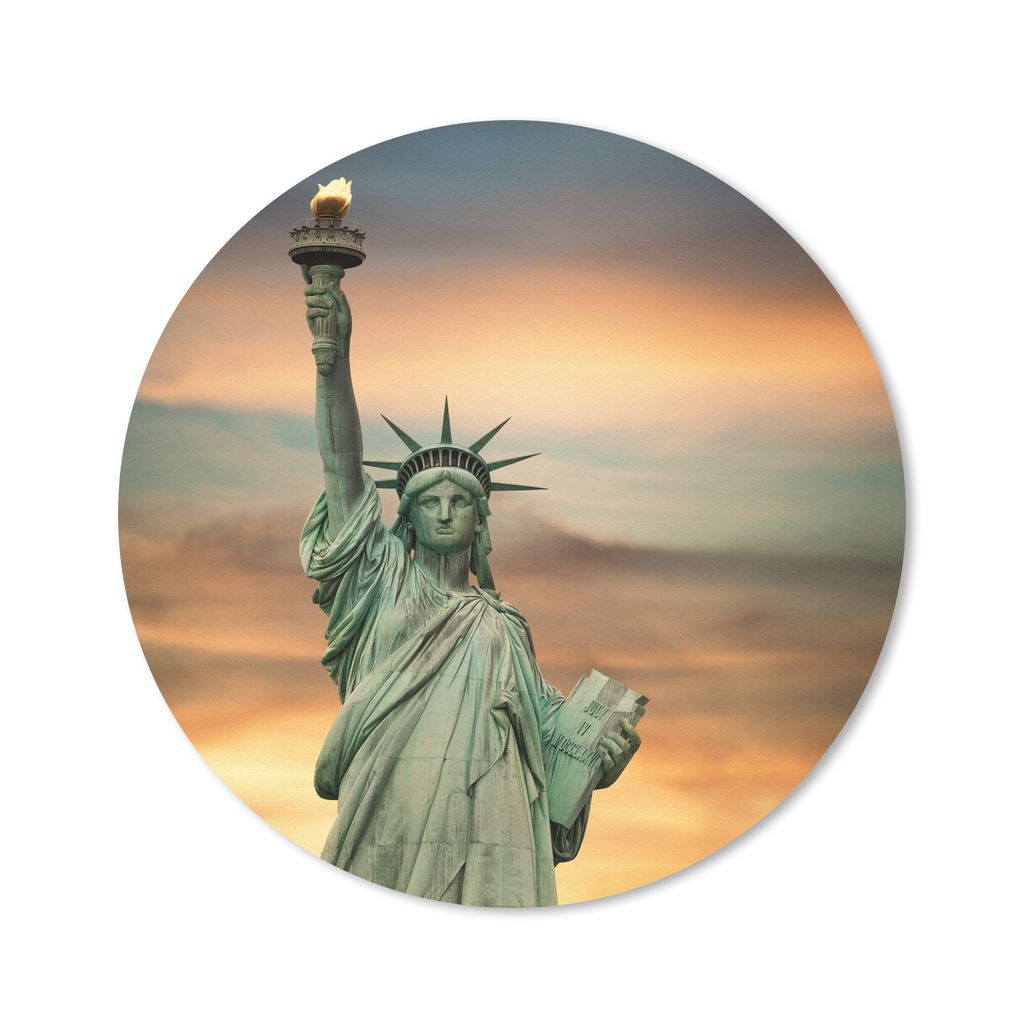 MuchoWow Mauspad Mousepad New York - Freiheitsstatue - Sonnenuntergang 40x40 cm - Mousepads - Maus Mat - Pad - Mausunterlage - Schreibtisch Acces...