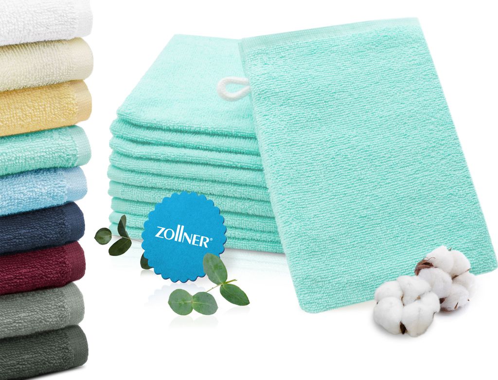 10er-Set Waschhandschuhe, Baumwolle, 16x21 cm, 400g/qm, Produktbild 