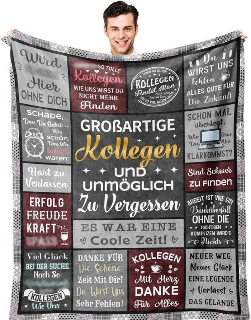 Idée Cadeau Départ Collègue : Couverture Message 130x150cm Anti-Stress