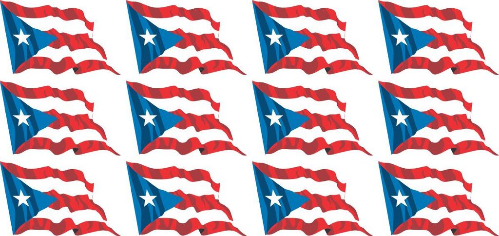 Mini Aufkleber Set - Pack wehend - 50x31mm - selbstklebender Sticker - Puerto Rico - Flagge / Banner / Standarte fürs Auto, Büro, zu Hause und di...