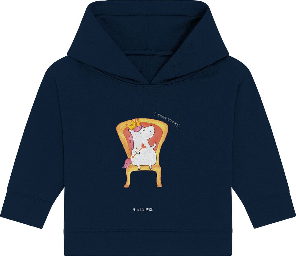 Mr. & Mrs. Panda Organic Baby Hoodie Einhorn Prinzessin 12. - 18. Monat - French Navy - Geschenk, Geburtstag, Kapuzenshirt, Kapuzensweatshirt, Gebu...