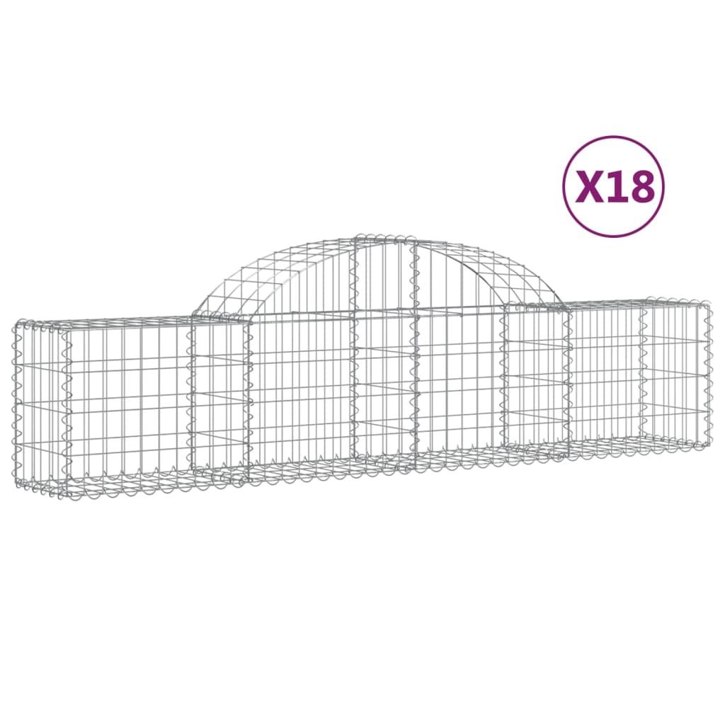 vidaXL Gabionen mit Hochbogen 18 Stk. 200x30x40/60 cm Verzinktes Eisen