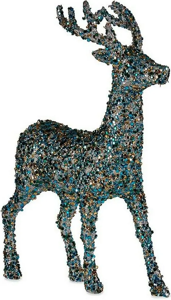 Statue Renne de Noël Bleue et Or Krist+ pour Décoration Intérieure