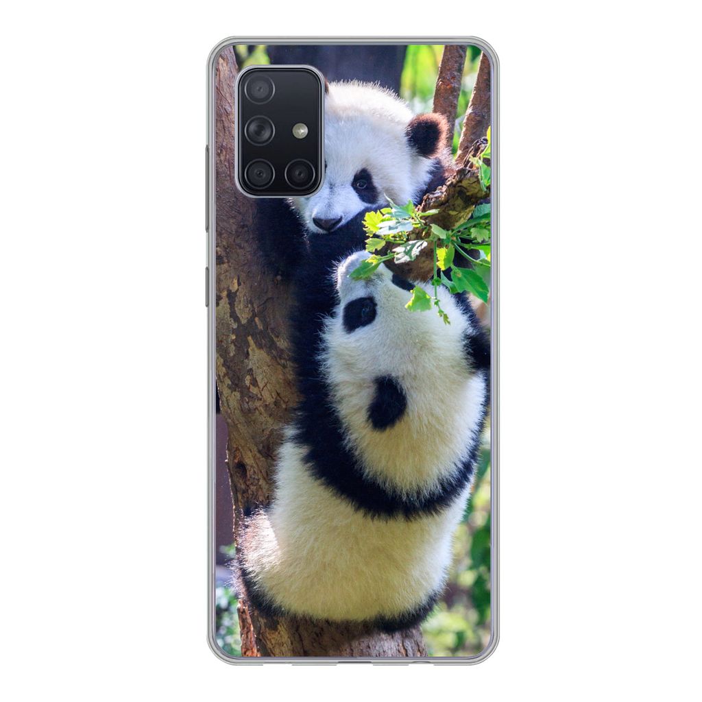 MuchoWow Handyhülle Schutzhülle Hülle für Samsung Galaxy A51 5G Pandas - Baum - Natur Silikon Softcase Handy Hülle - Abbildung