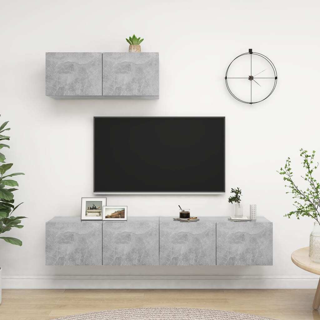 Maison Exclusive - TV-Schränke 3 Stk. Betongrau Holzwerkstoff