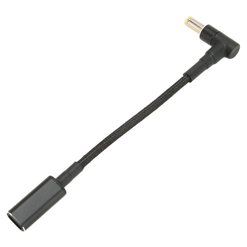 Adattatore da USB C a DC 5,5 x 2,5 mm, in maglia di nylon, 100 W, dual-chip, adattatore USB C sicuro, da femmina a maschio, per laptop