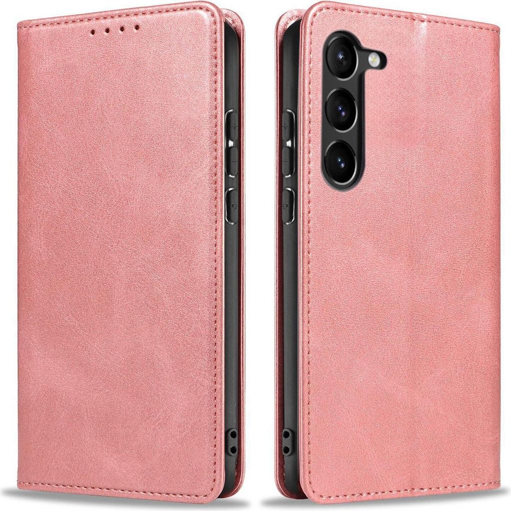 Handyhülle für Samsung Galaxy S23 Kunstleder Flip Cover Hülle Handytasche Case Kartenfach Farbe: Rosa