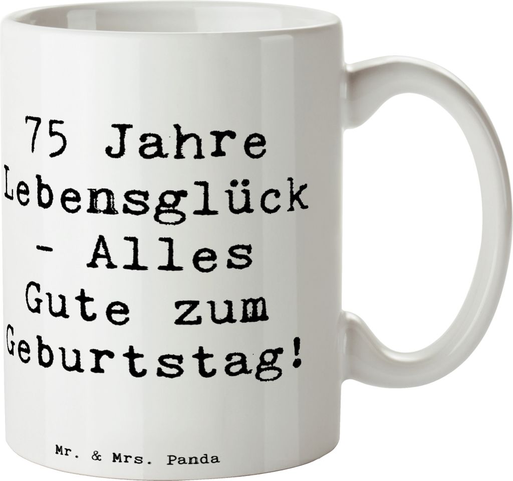 Mr. & Mrs. Panda Kaffeebecher Spruch 75. Geburtstag - Weiß Produktbild 