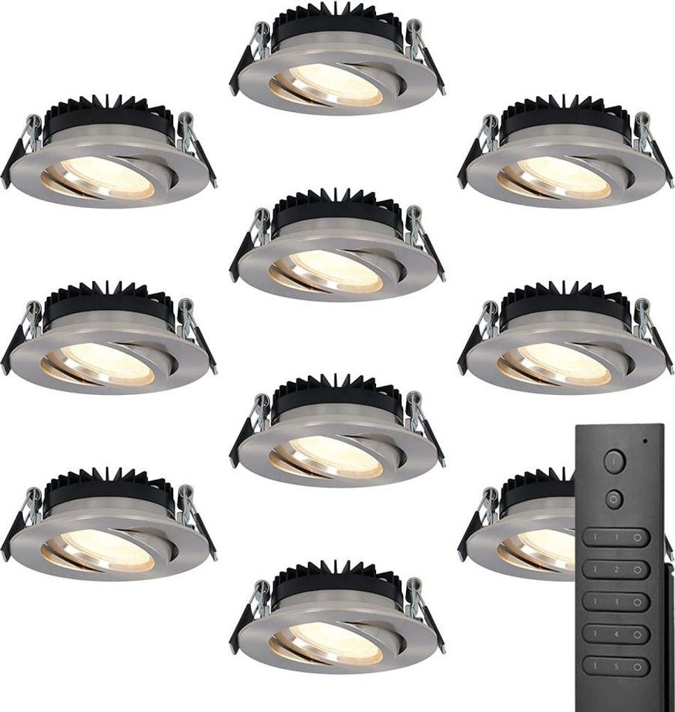 hoftronic LED Einbaustrahler Rome 6W 500lm 2700K IP44 Edelstahl Schwenkbar Dimmbar