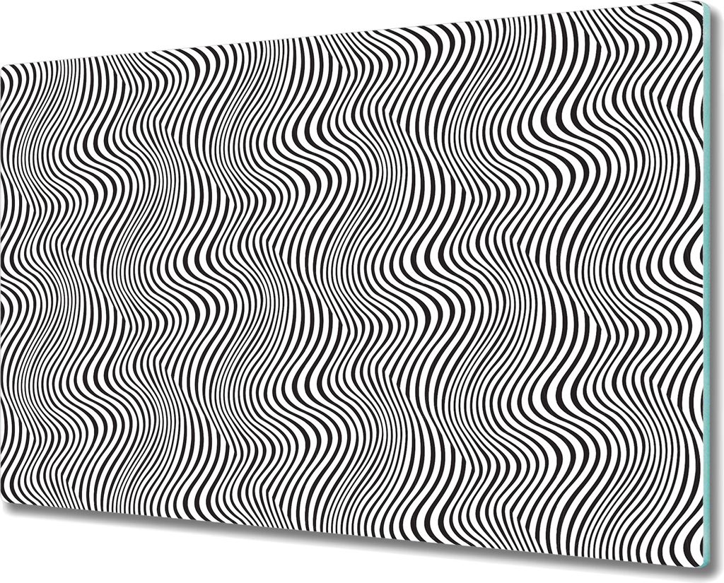 Glas-Herdabdeckplatte Glaskeramikkochfeld-Abdeckung - 80x52 cm - Punktmuster Schwarz-Weiß