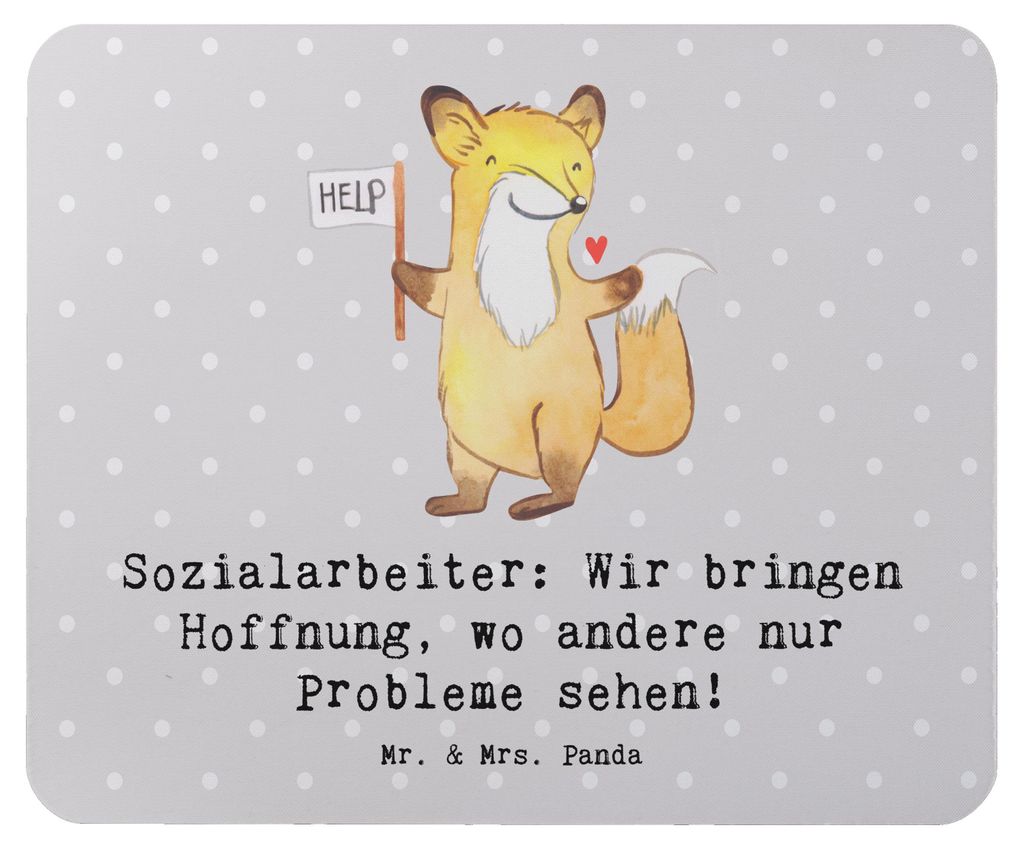 Mr. & Mrs. Panda Mouse Pad Sozialarbeiterin Hoffnungsträger - Grau Pastell - Geschenk, laptop mauspad, Hilfe, Berufsgestaltung, Mousepad, Hoffnung...