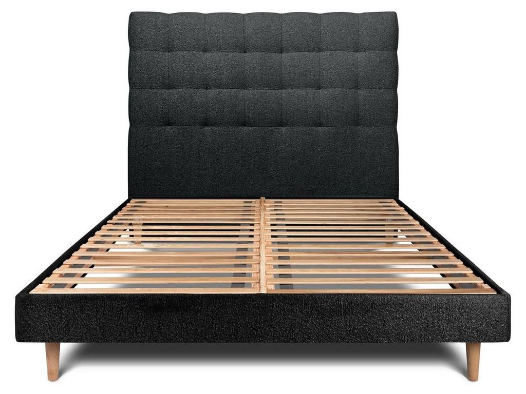 Bett mit gepolstertem Kopfteil – Bouclé-Stoff - 140 x 190 cm
