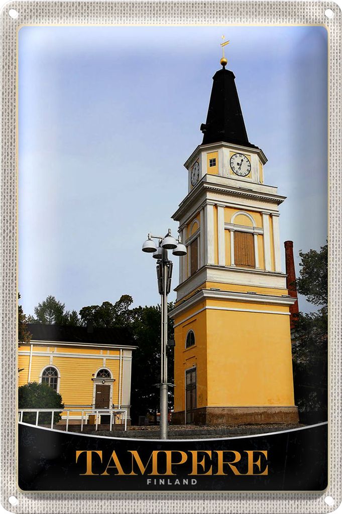 Blechschild Reise 20x30cm Tampere Finnland Kirche Architektur
