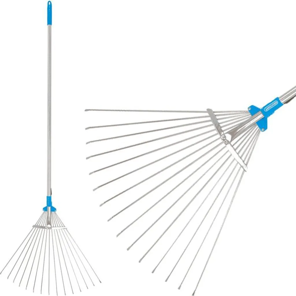 Rastrello per foglie AQUACRAFT 380310, PREMIUM, da giardino, a ventaglio, regolabile, manico in alluminio