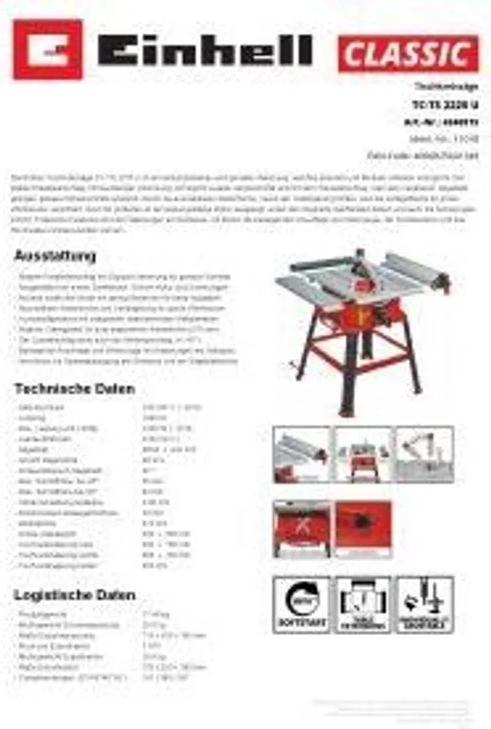 Scie sur Table Einhell TC-TS 2225 U avec Lame 254mm et Table Extensible - 11