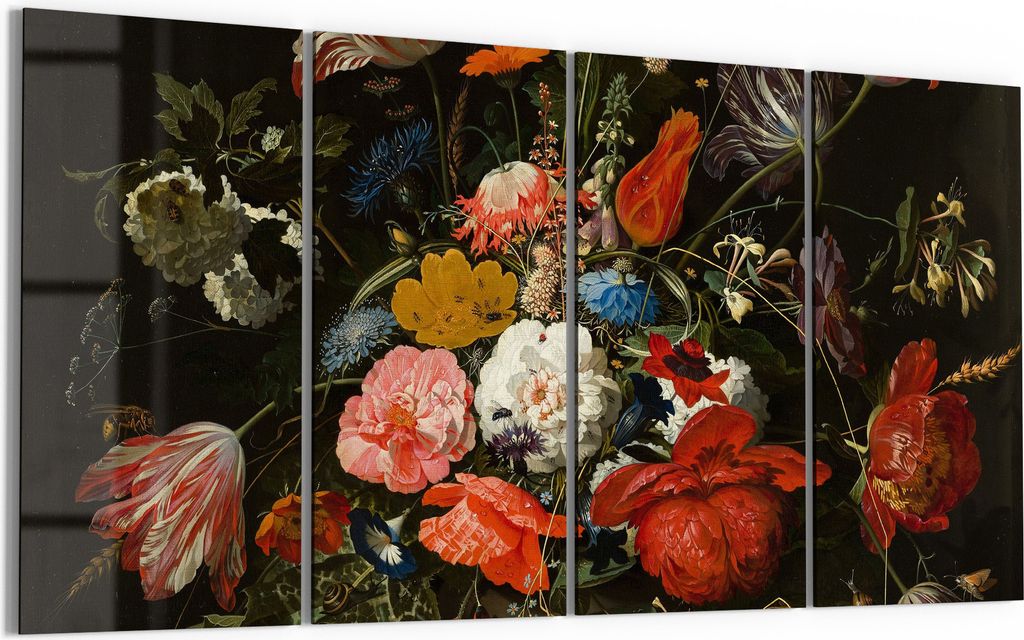 DEQORI Glasbild Echtglas 4x30x60 cm 'Blumenpracht ' Wandbilder XXL groß
