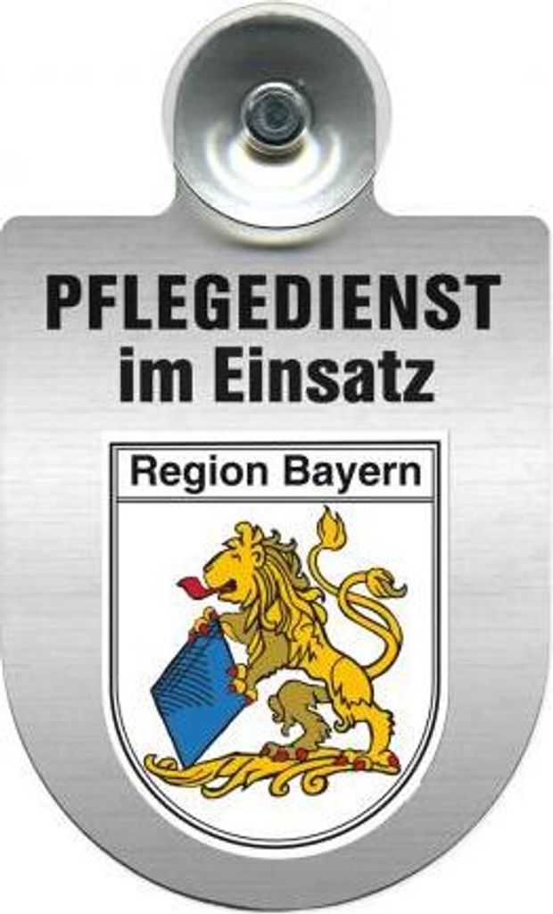 Einsatzschild Windschutzscheibe incl. Saugnapf - Pflegedienst - incl. Regionen nach Wahl - 309358 - Color - Region Bayern