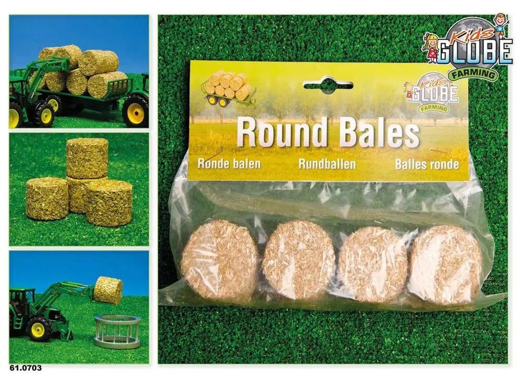 Kids Globe Rundballen Heuballen 4 Stück, Maßstab 1:32, Obrázok produktu 