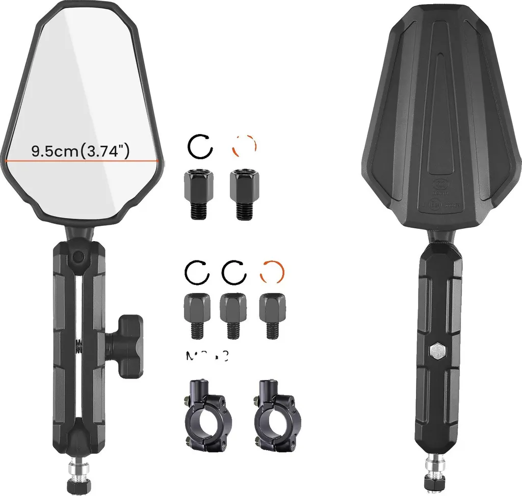 Rétroviseur de Moto Latéral Noir Haute Densité pour Guidon Standard