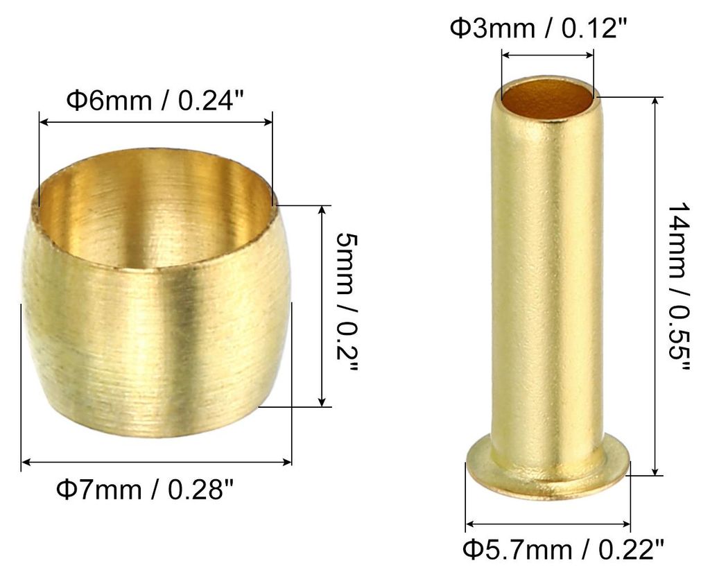 6mm Rohr AD 20Pack Messing Kompression Hš¹lsen Zwingen Messing Zwinge Messing Kompression Einlegeteil Sortiment Kit fš¹r Luft Wasser Gas Rohr