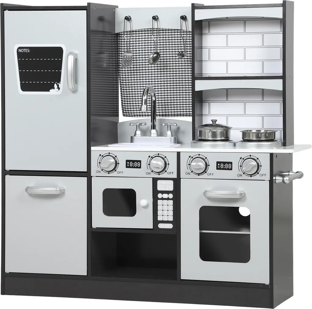 Cuisine enfant bois MDF durable et stable marron café avec accessoires