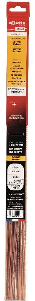 Baguettes Soudure Cuivre Laiton EXPRESS Argent 2% Ø 2mm GE202C 0.5kg