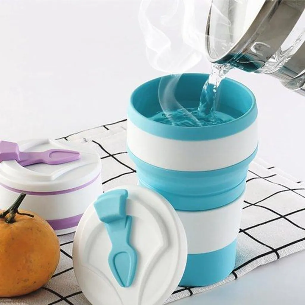 Mug de voyage en silicone sans BPA 350 ml avec couvercle étanche pour rando