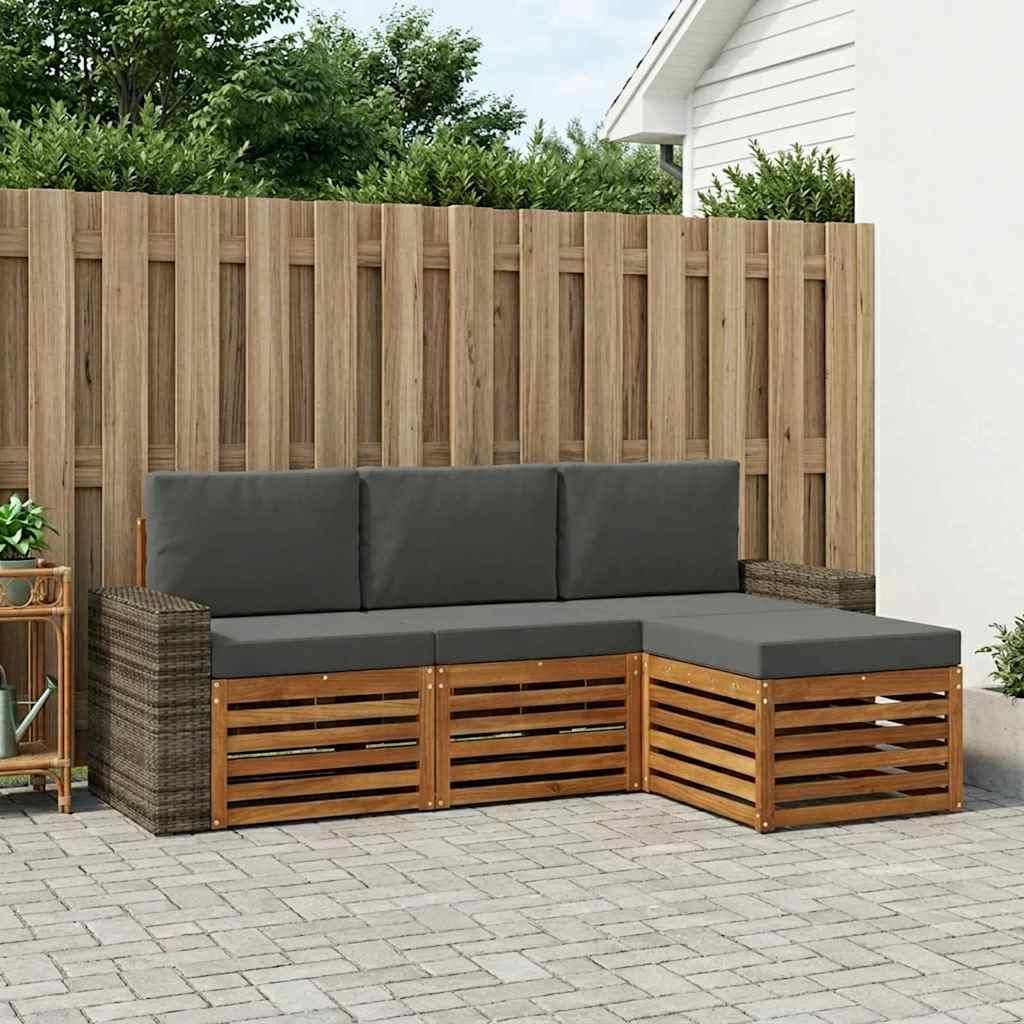 Möbel Outdoor-Sofagarnitur mit Kissen 4 pcs Natur und AnthrazitGartensofas - Gartensofas c1697