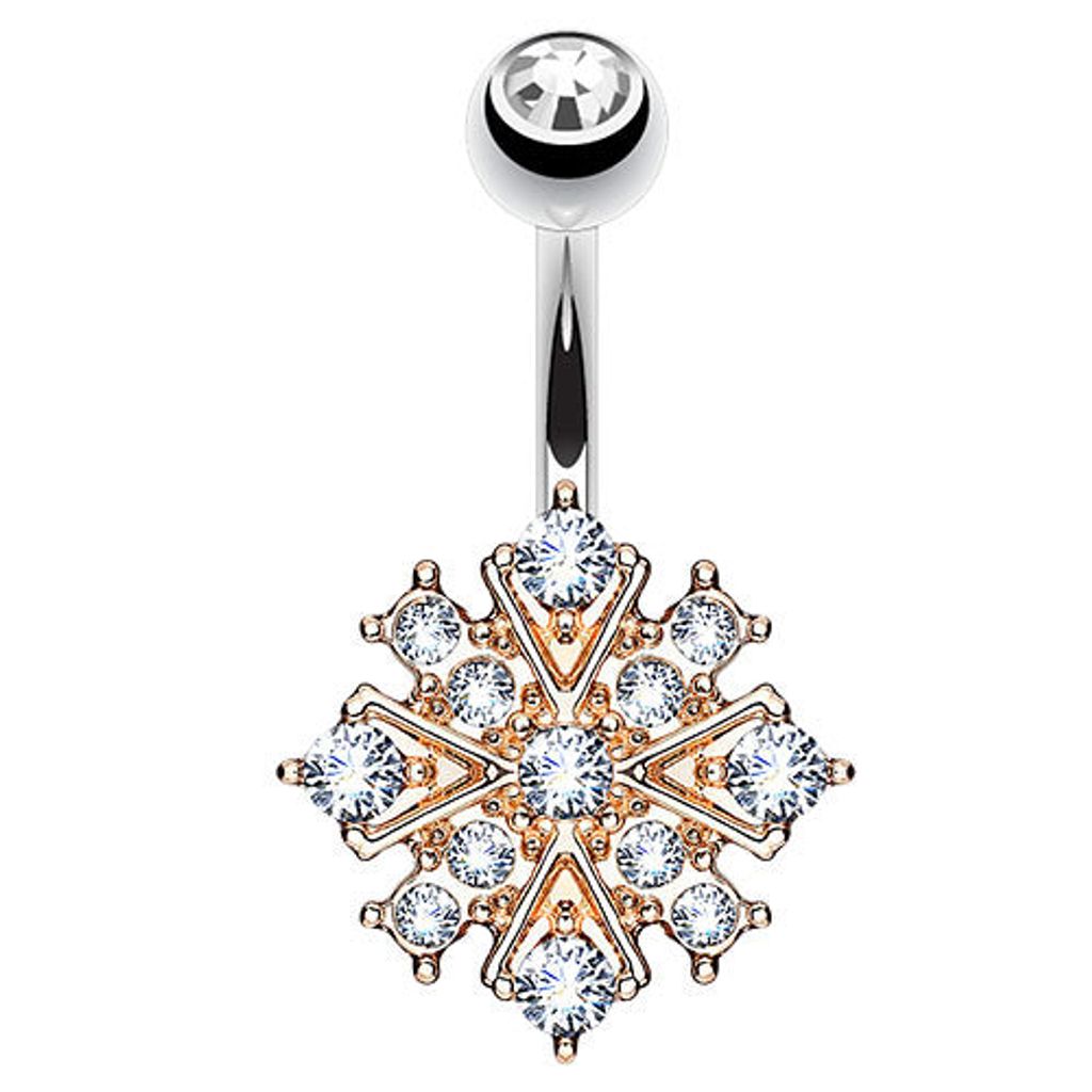Taffstyle Bauchnabelpiercing Bauchnabelpiercing Banane Tribal Stecker Kristall Flocke, Rosegold