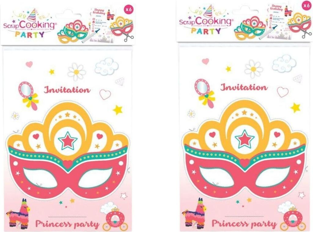 12 ausgeschnittene Einladungskarten - Prinzessin