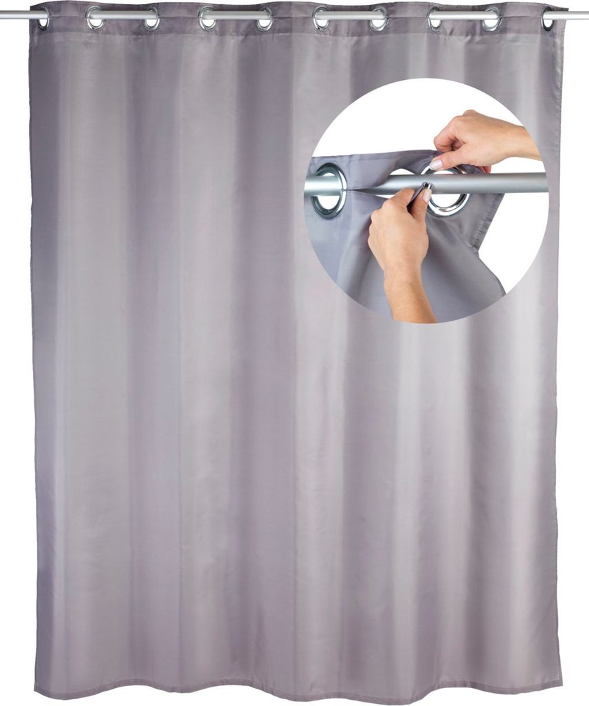 WENKO Tenda da doccia Anelli da bagno Tessile 180 x 200 cm Immagine del prodotto 