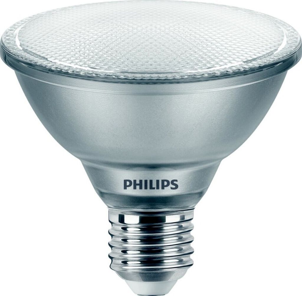 A studio shot of a Philips LED light bulb.