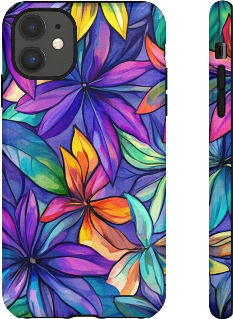 Lebhaftes Aquarell-Blumenmuster in bunten Farben – Hülle Kompatibel mit iPhone 11