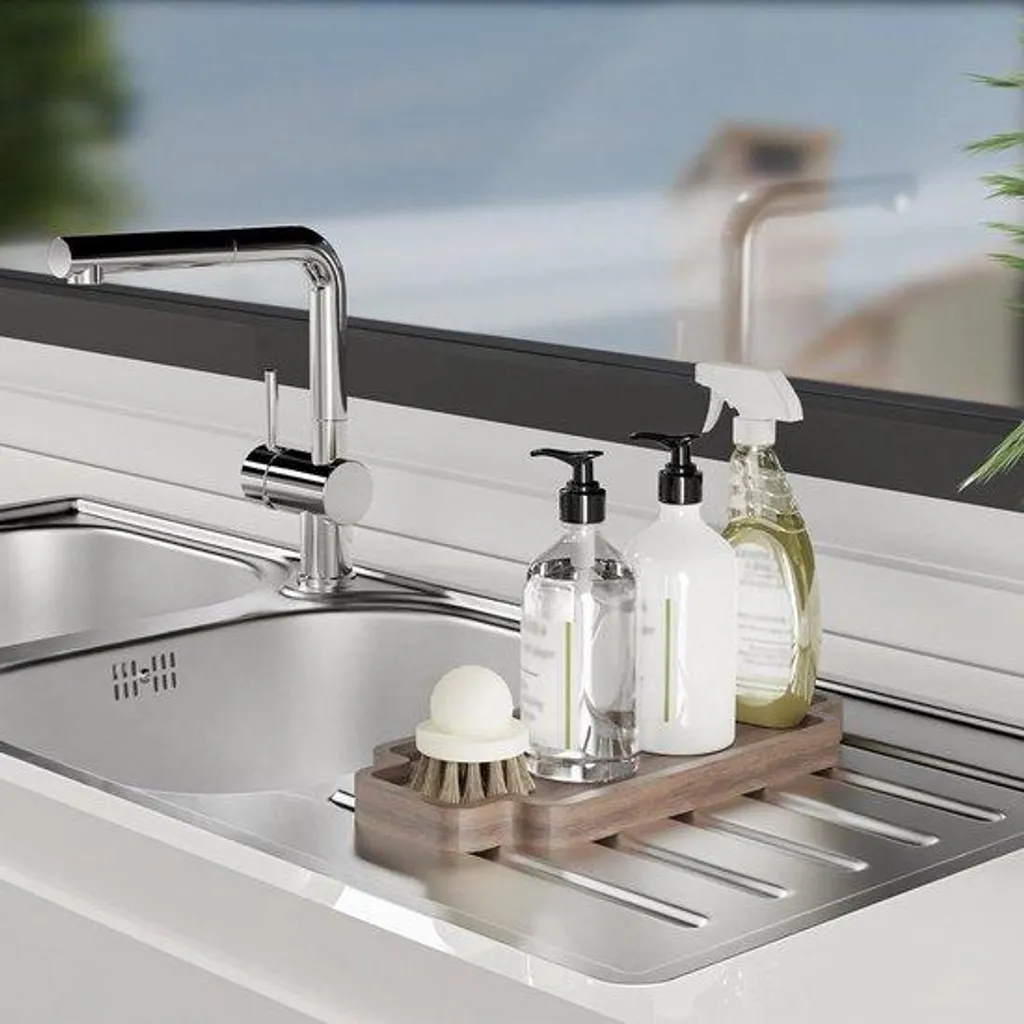 Rangement lavabo en bois anti-humidité pour éviter le désordre
