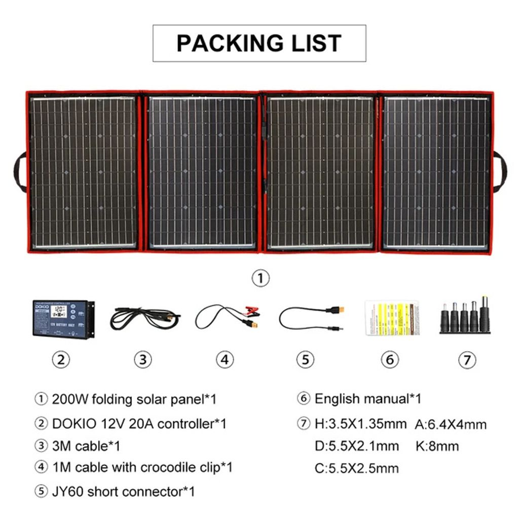 Tragbares Solarpanel-Set, 200W Leistungsausgang, flexibles und faltbares Design, 200W Solarpanelsatz