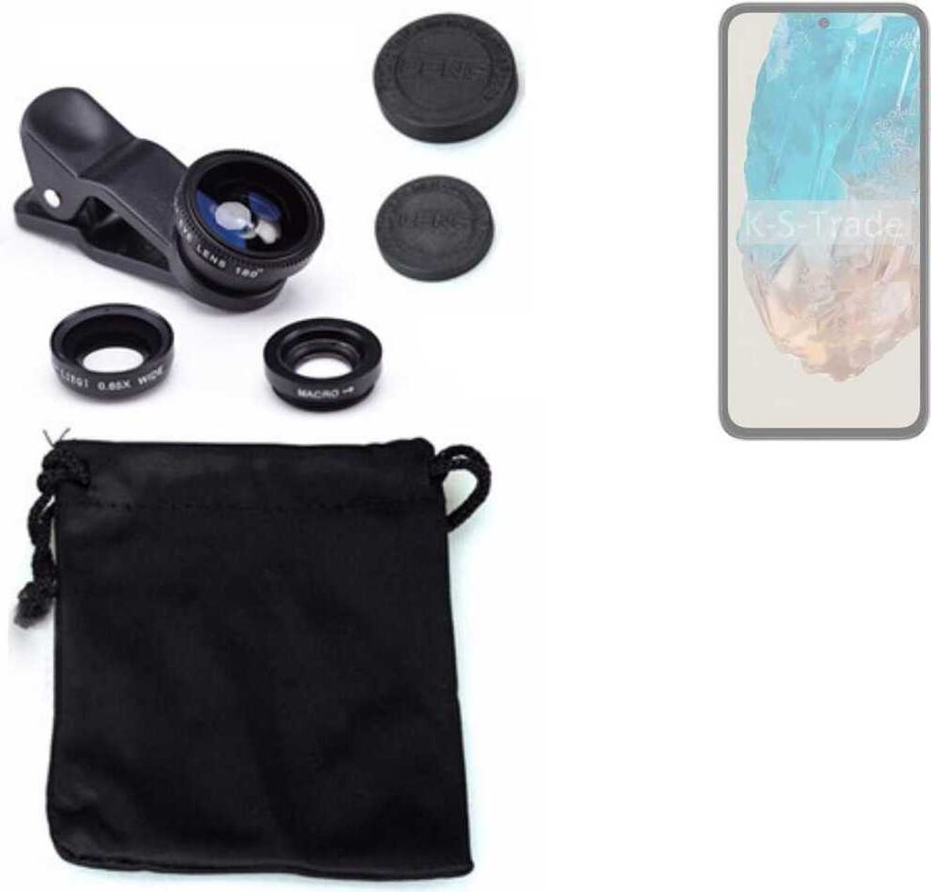K-S-Trade Smartphone Kamera Linsen Set Kompatibel mit Samsung Galaxy M35 5G 3in1 Clip-On Kamera Adapter Macro Weitwinkel FishEye Fischauge Objektiv