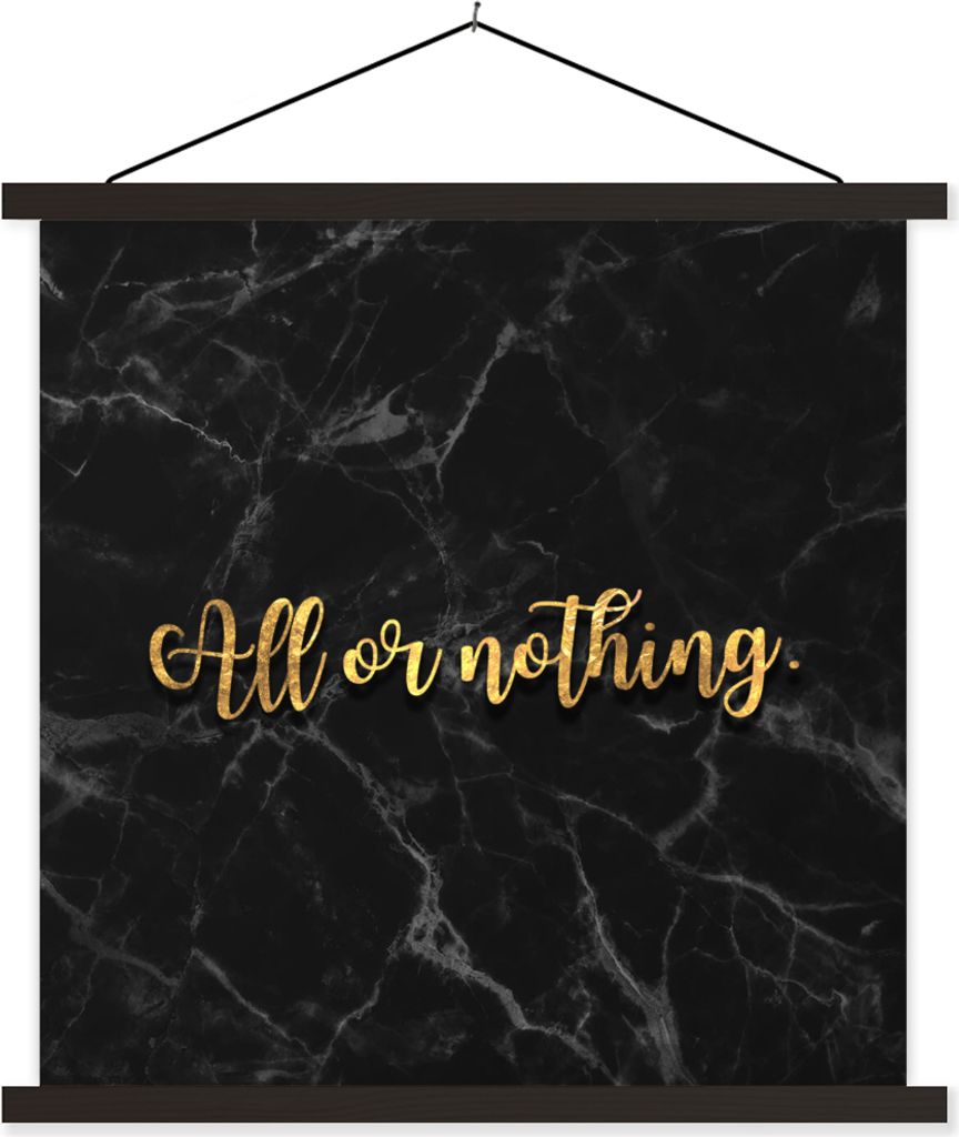 MuchoWow Textilposter Zitat - Motivation - Marmor - Gold 60x60 cm mit schwarzem Rahmen - Posteraufhänger
